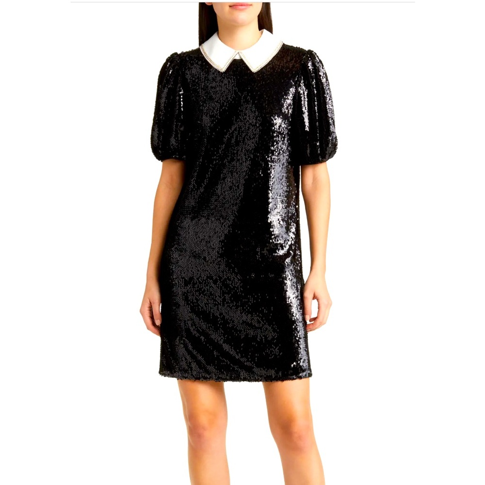 Gorgeous Brand New Ted Baker Zarell Sequin Shift Dress with Puff Sleeve Size 4